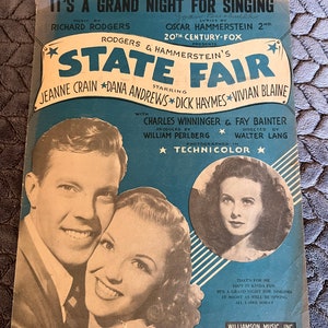 Rodgers & Hammerstein State Fair &quot;Its A Grand Night for Singing&quot; Spartiti Vintage 1945