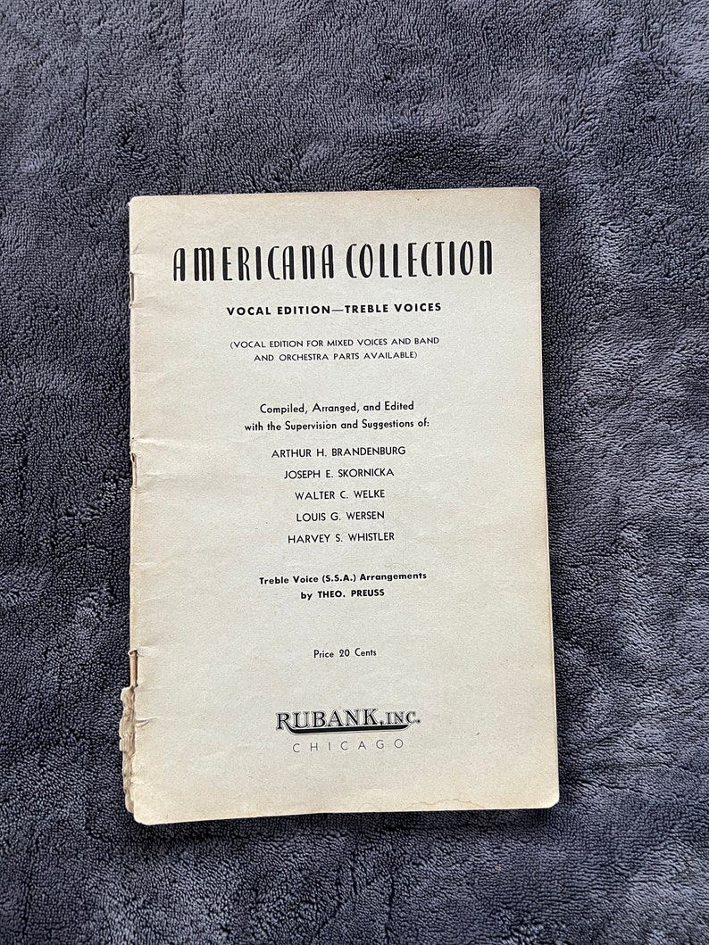 Americana Collection Antique 1945 Sheet Music Vocal Edition Treble Voices Theo Preuss Edited Brandenburg, Skornika, Welke, Wersen, Whistler image 6