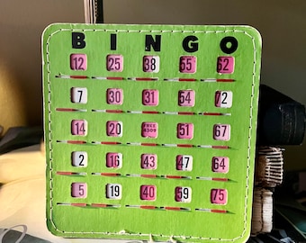 Vintage Extra Thick Stitched Cardstock Woodgrain Rapid Reset Shutter Bingo Card Easy to Read