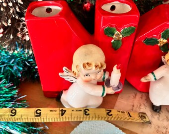 その他 ANGEL CHJMPAGNE Holiday Edition RED Vintage Napco X6964 Red Dress Christmas Angels Set | eBay