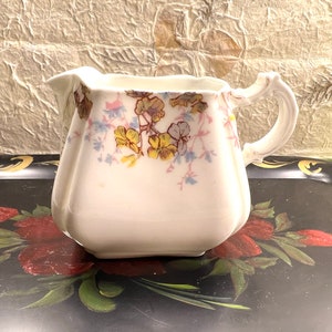 Antique 19th Century French Porcelain Havilind Co Limoges H & CP Depose White Hand Painted Floral With Gilding Ceramic Creamer Pitcher