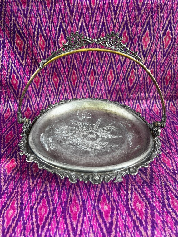 Old Embossed Floral Etching Forbes Quadruple Silver Plate #206 4