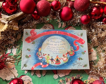 Wonderful Rare Vintage Christmas Around the World Greeting Cards Set of 12 Unused Xmas Greeting Cards The Sunshine Line Original Box