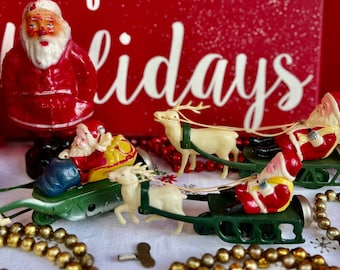 ヴィンテージのブリキ製サンタクロース三輪車 - 日本製ゼンマイ仕掛け