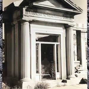 Vintage Foto Kunst Postkarte Bauern und Händler Bank Schwarz Weiß Foto "Ruins of Rom Muscoda, WI" Lorin Gillette Fotograf San Fran