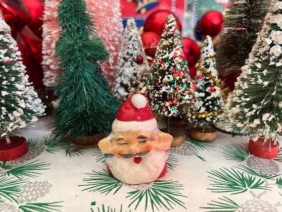 Darling Kitschy Vintage Santa Japan Porcelain Bell Christmas