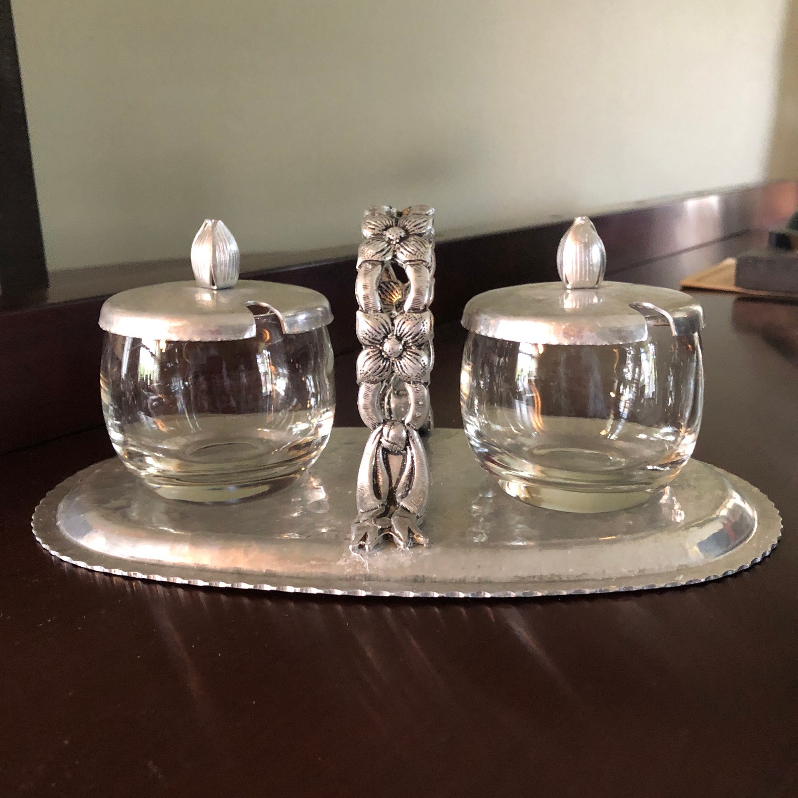 Antique Mid Century Hammered Aluminum Condiment Server | Etsy