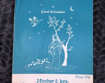 Lyric To the Moon Antique Piano Song Sheet Music by Sarah Dittenhaver 1946 Lovely Cover Art