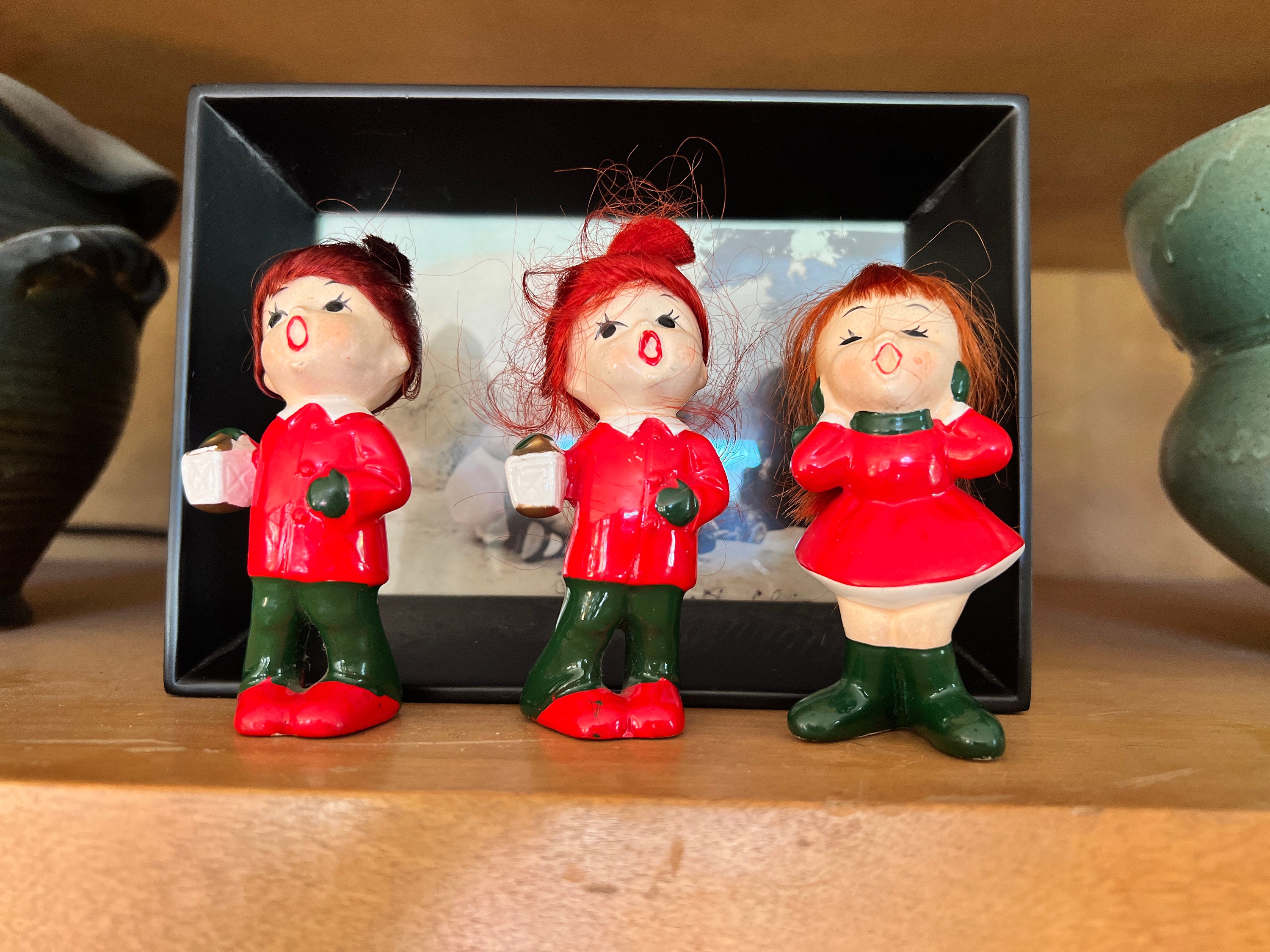 ヴィンテージ　ナプコ社　クリスマスフィギュア　陶器製 Kitsch Christmas Vintage Figurines Napco Redhead Little Girl