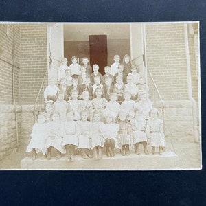 Antique Sepia Black White Photograph 1900 School Children Photographer John W. Clark 427 Clark St.Bellvue Kentucky &quot;Miss Dougls&quot; Notation