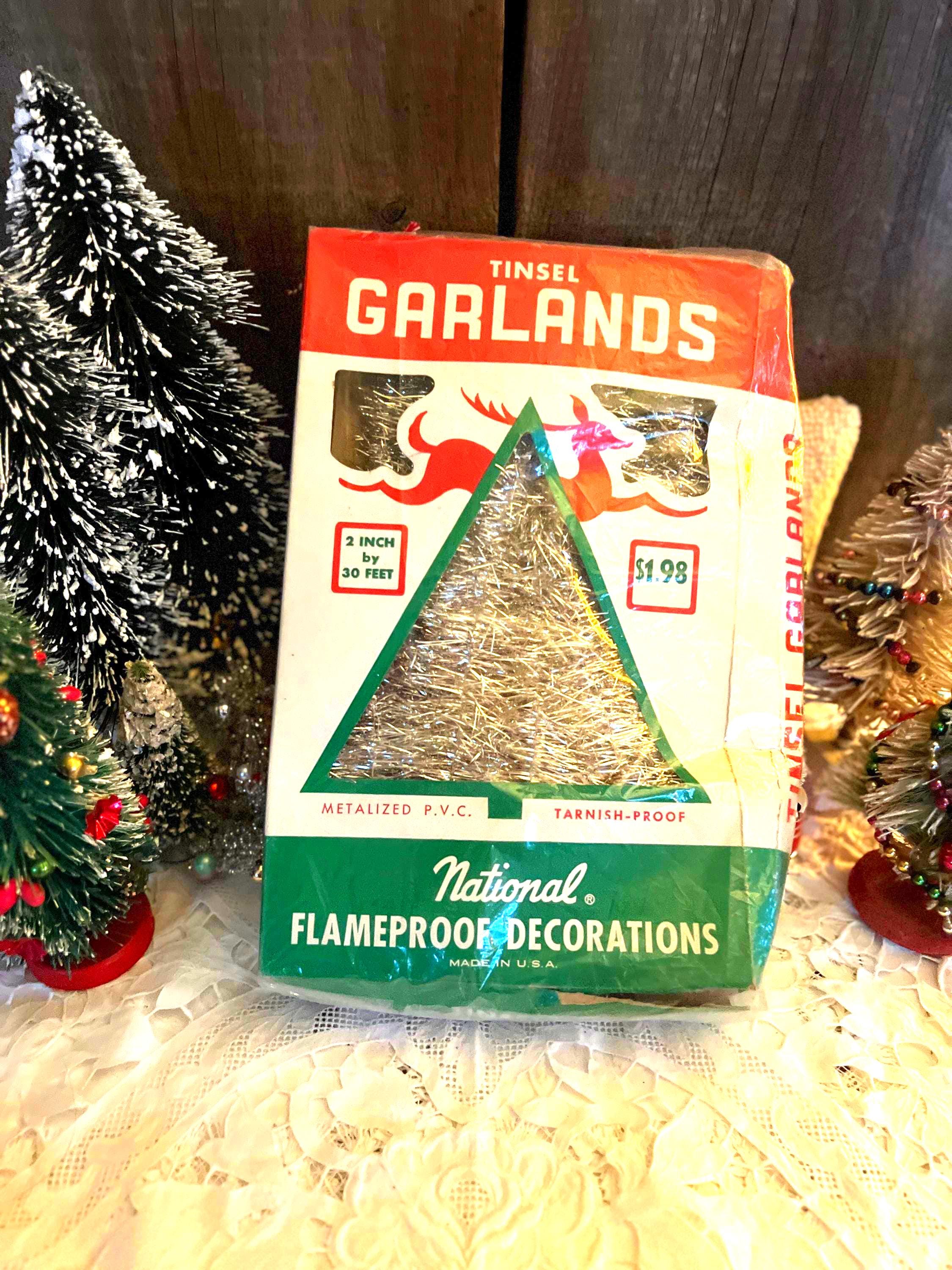 50フィート クリスマスガーランド シルバーティンセルガーランド