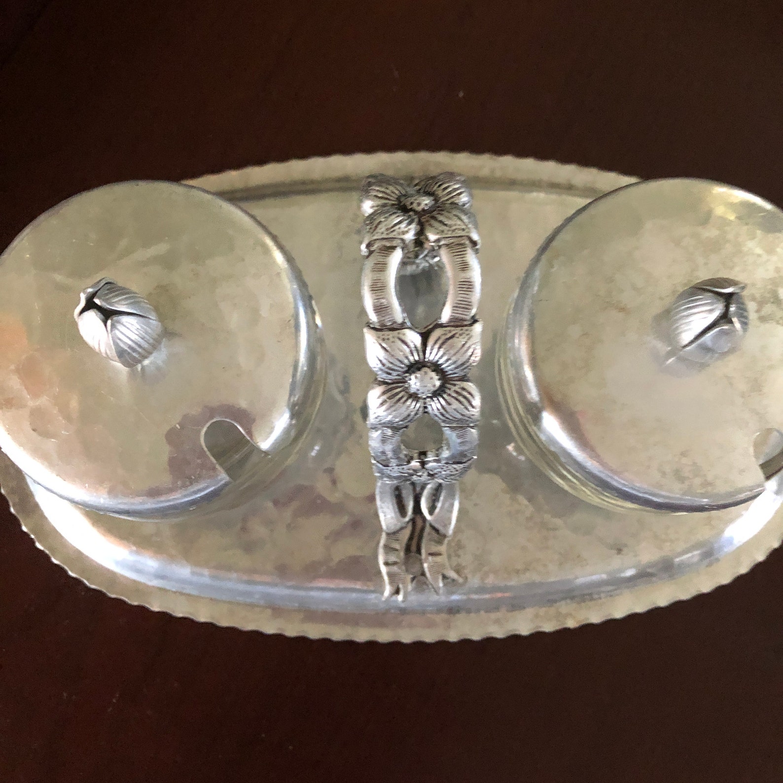 Antique Mid Century Hammered Aluminum Condiment Server | Etsy