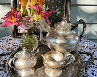 Antique English Silver on Copper 4 Pc. Tea Set Sheffield