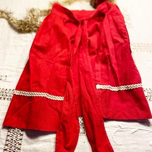 Vintage Christmas Holiday Half Apron Red With Trim Retro Throw Back Mid Century Fancy Apron