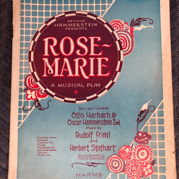 Sheet Music Rose Marie Indian Love Call 1924 Musicals Vintage Arthur Hammerstein Otto Warmbach