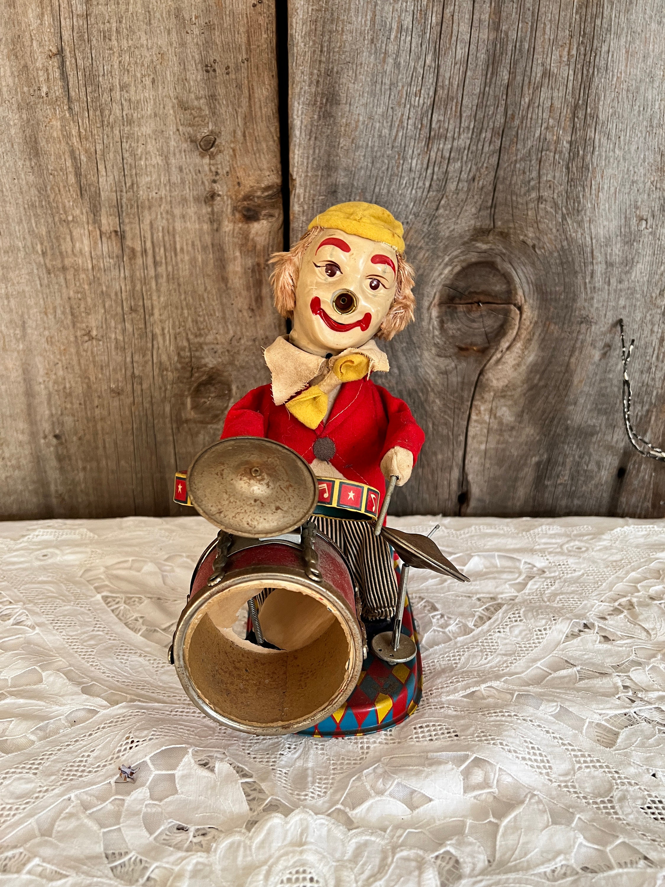 Halloween Creepy Mechanical Clown Vintage Tin Lithographed Charlie