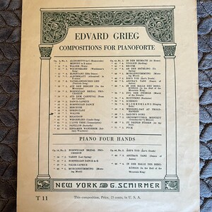 Edvard Grieg Antique Piano Compositions for Pianoforte Sheet Music 1904 G. Schirmer