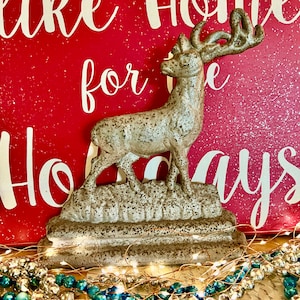Rare Wonderful Vintage Stag Buck Steel Door Stop