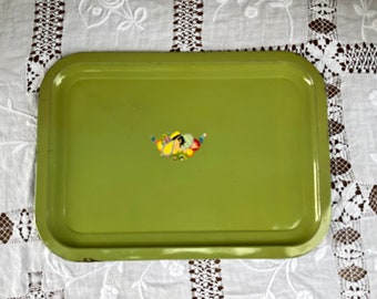 Vintage 1950s Green Betty Boot Style Decal Serving Tray 14" x 10" Mid century 1940s/1950s