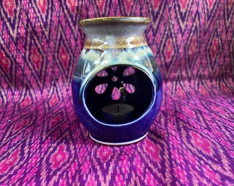 Pretty Handmade Vintage Ceramic Pottery Essential Oil Diffuser Aroma Lamp w/Burner Candle Opening Aromatherapy Healing