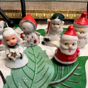 6 Entzückende Vintage Weihnachten Keramik Urlaub Tischkarten Figuren Made in Japan: Santa Pixies Engel Schneemann
