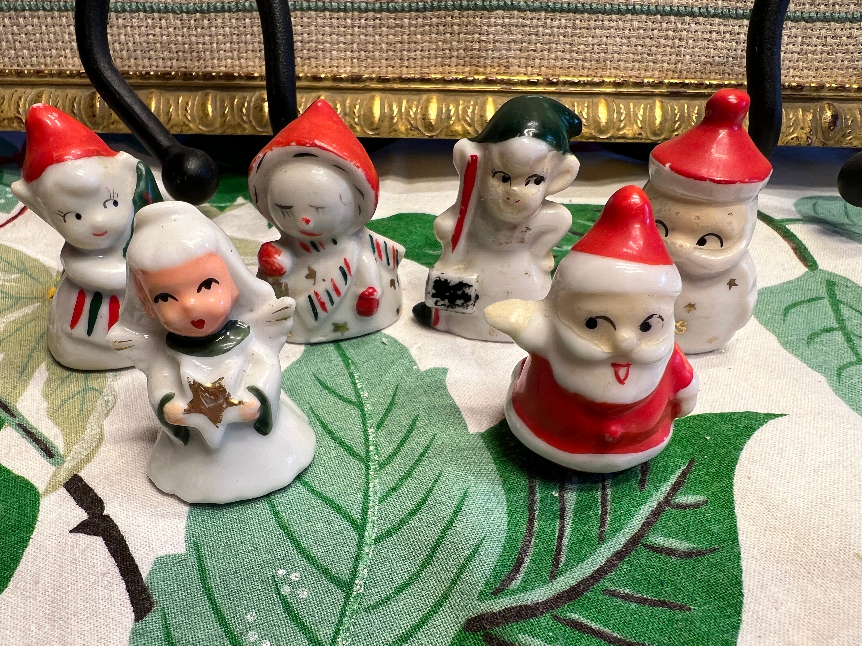 6 Adorable Vintage Christmas Ceramic Holiday Place Card