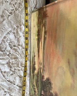 アンティークの川の風景油絵、1800年代の夕焼けの風景 - Etsy 日本