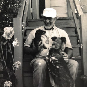 Well Known Lorin Gillette Photographer San Francisco, California With Dogs Wisconsin History Antique Black White Sepia Photograph