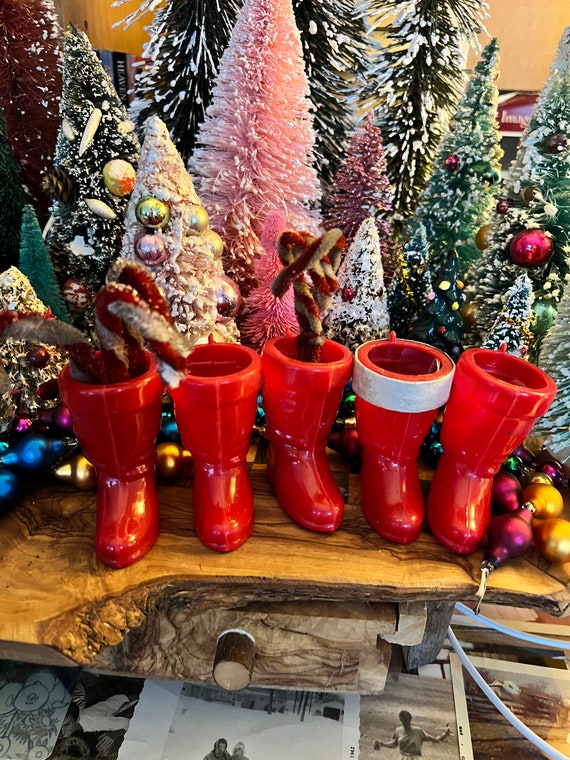 アンティーク雑貨 Rosso Vintage Paper Mache & Plastic Rosbro Kitschy Xmas Santa Red