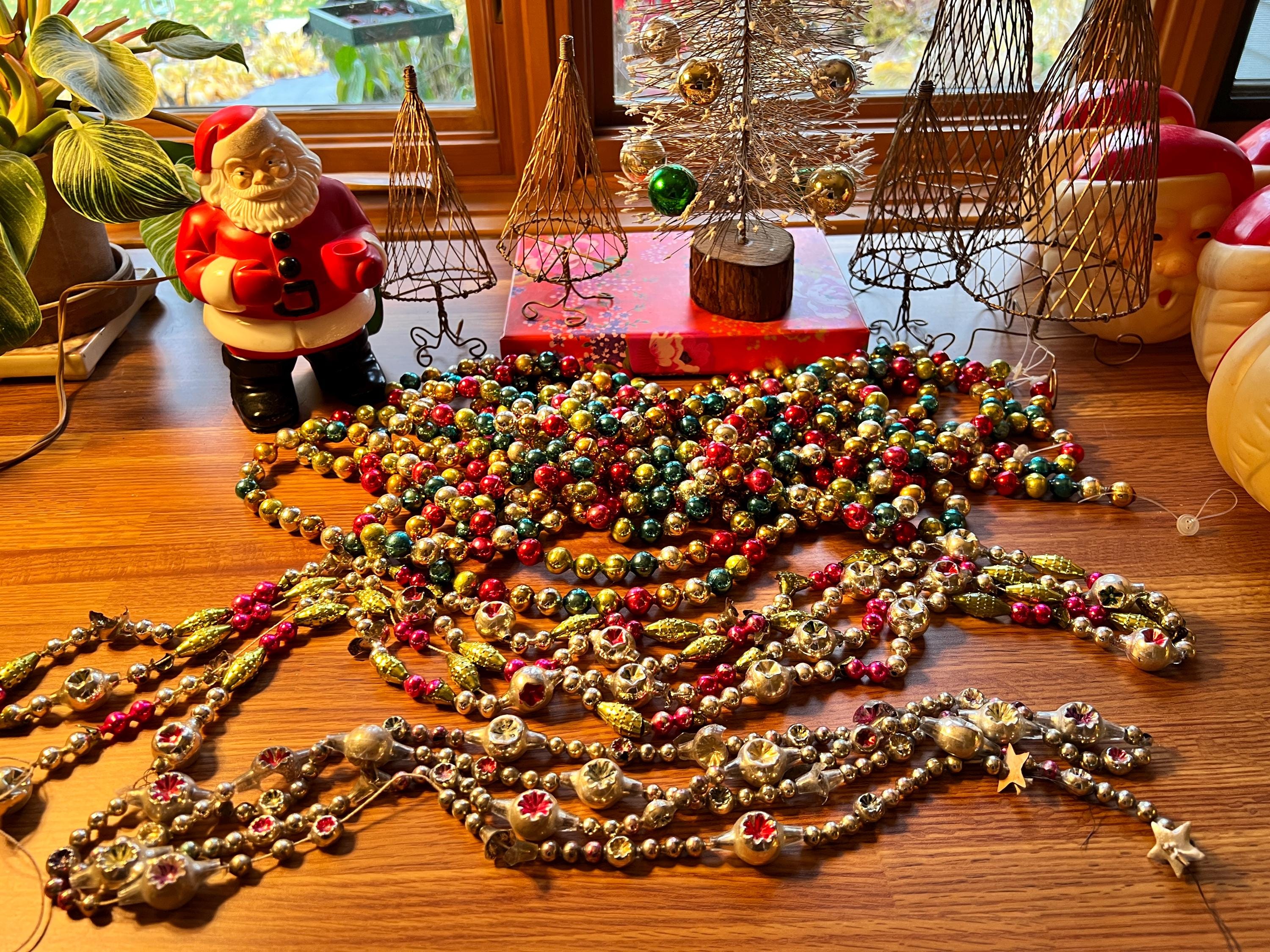 Old World Nostalgic Antique Mercury Glass Christmas Tree Garland