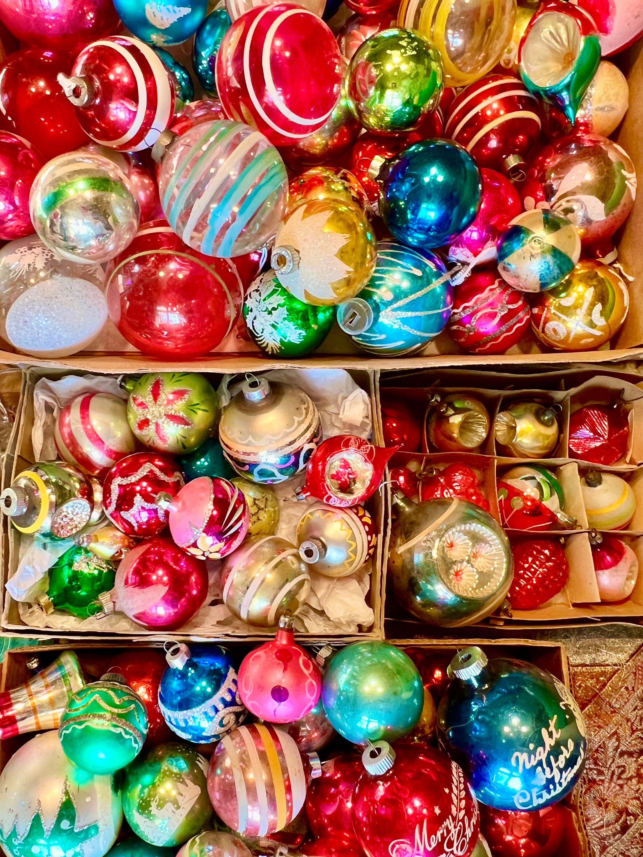 Collection of Vintage Nostalgic Old Glass Hand Blown and Mercury