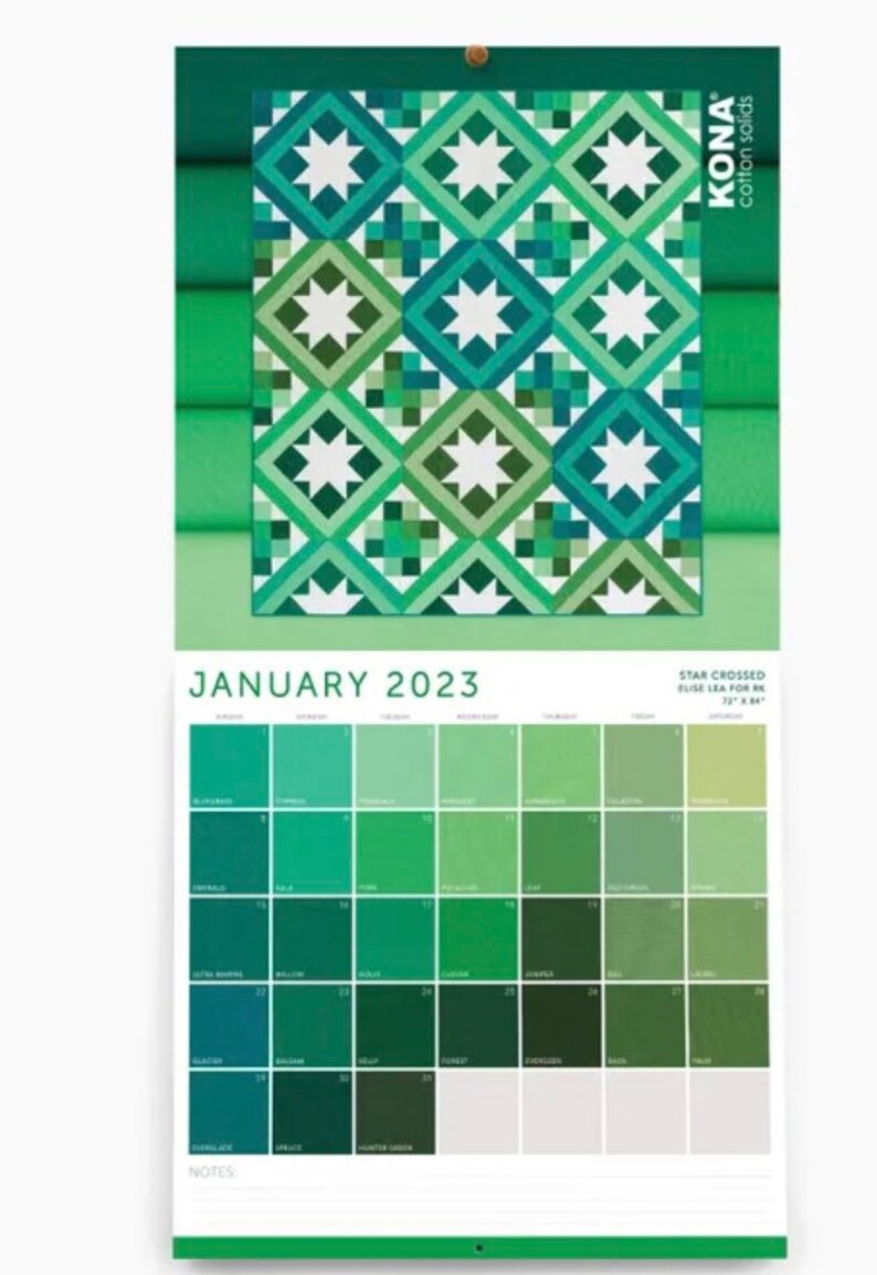 Kona Cotton Color Chart Calendar 2023 by Robert Kaufman Etsy