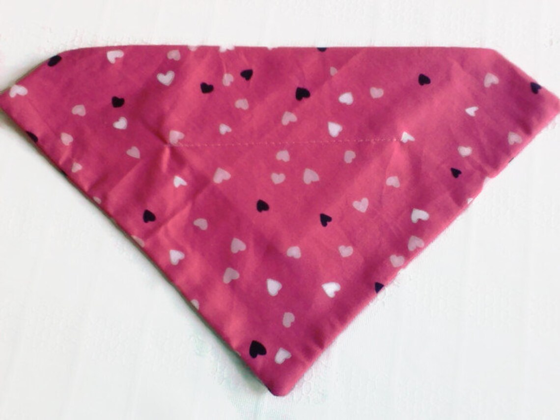 Over the Collar Large Dog Bandana Pink Hearts Print Etsy