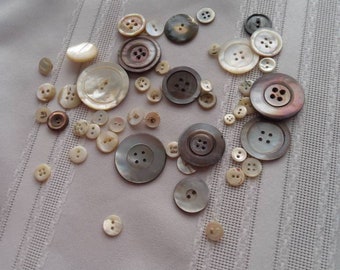 Vintage shell mother of pearl buttons 50