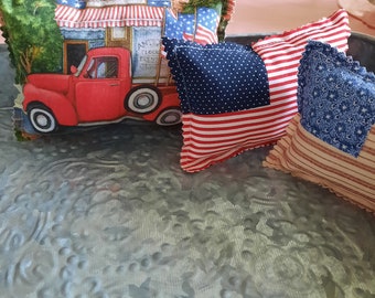 Patriotic American Flag mini stuffed ornie shabby farmhouse chic tiered tray bowl filler primitive decor