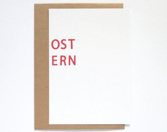 Handgestempelte Karte Ostern oder Easter minimalistisch modern