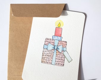 Handgemalte Geburtstagskarte Personalisierbar Original Kunstkarte Postkarte Tinte Gouache