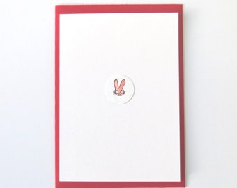 Original gezeichneter Osterhase pink Aquarellfarbe Feder und Tinte Minimalismus