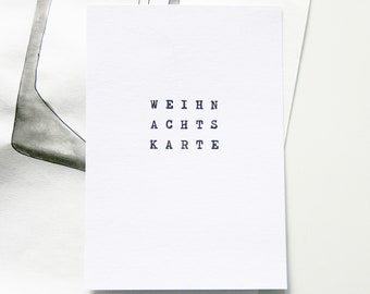 3 Stück | Postkarte Minimalistische Weihnachtskarte "Weihnachtskarte" Schreibmaschinenschrift puristisch