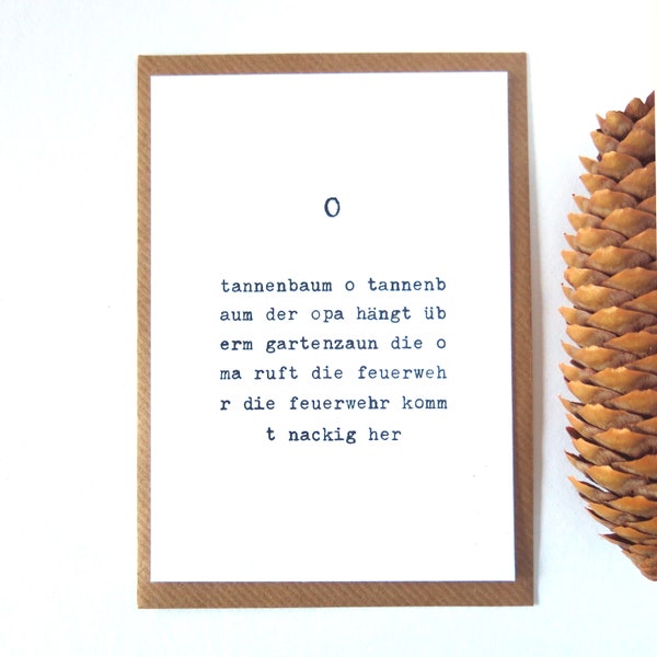 Weihnachtskarte Kinderlied lustig Schreibmaschinenschrift minimalistisch mit Briefumschlag Cottonpapier