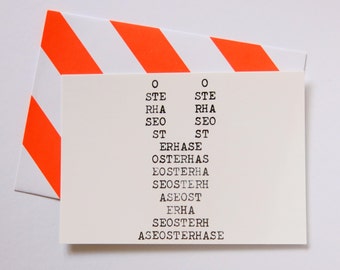 Easter Card Typewriter "Osterhase" Greeting Card Neon Striped Envelope
