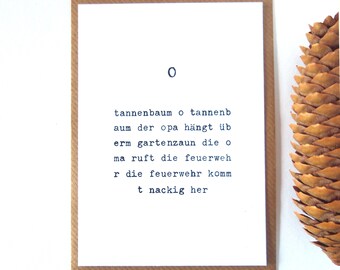 Weihnachtskarte Kinderlied lustig Schreibmaschinenschrift minimalistisch mit Briefumschlag Cottonpapier