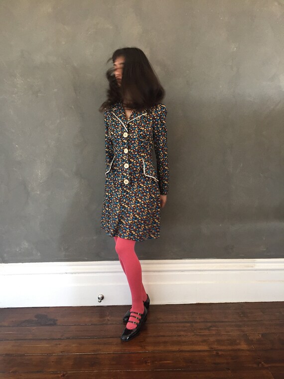Vtg 70s floral mini dress