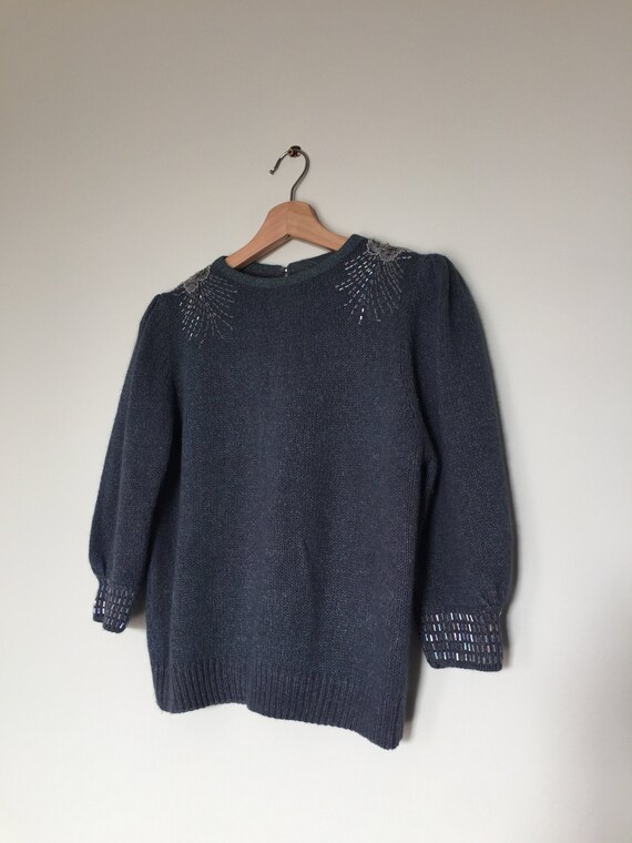 Vtg bishop sleeve silk knit