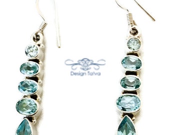 925 Sterling Silver Topaz Dangle Earring and Pendant Set