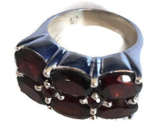 925 Sterling Silver Garnet Statement Ring