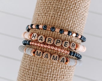 Pulseira com contas de nome personalizado/pulseira personalizada/pulseira com nome personalizado/pulseira de contas Heishi/presente para amigo/presente para mãe