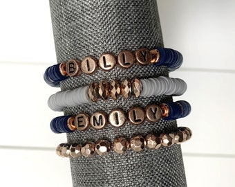 Pulseira com contas de nome personalizado/pulseira personalizada/pulseira com nome personalizado/pulseira de contas Heishi/presente para amigo/presente para mãe