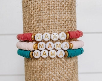 Pulseira com contas de nome personalizado/pulseira personalizada/pulseira com nome personalizado/pulseira de contas Heishi/presente para amigo/presente para mãe