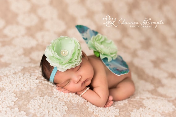 Turquoise and Mint Butterfly Wing Set, Newborn Wings, Newborn Wing Prop, Baby Wing Prop, Newborn Photo Prop, Newborn Butterfly Wings